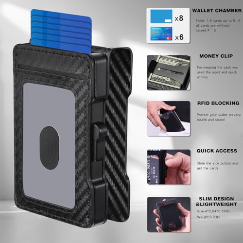 Slim Wallet for Men with Carbon Fiber Leather RFID Blocking - Minimalist Pop Up Metal Money Clip Card Holder for Credit & Cash (To my Husband)4