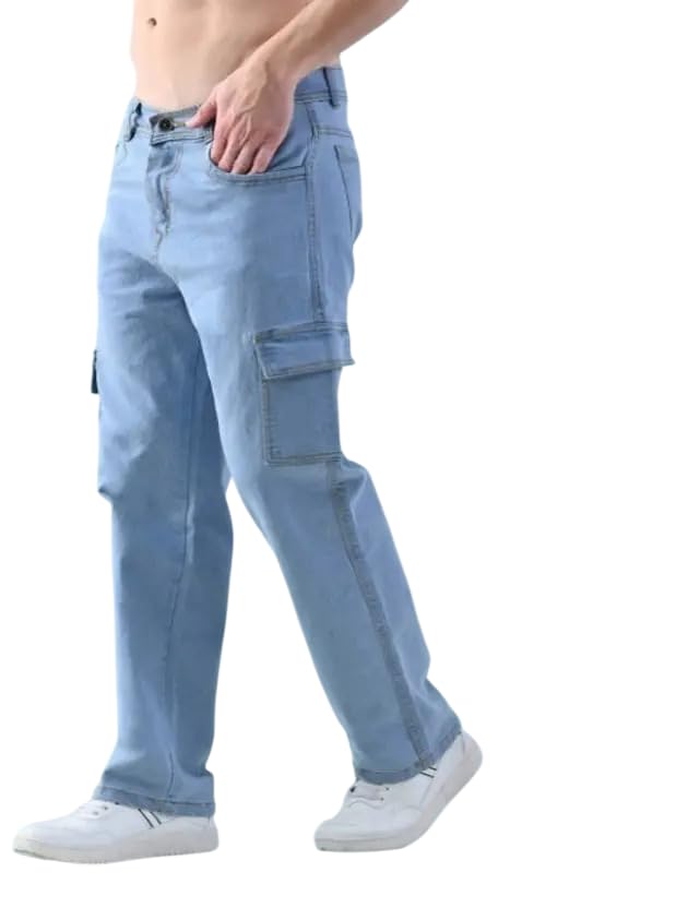 cabrrr Men’s Loose Fit Mid Rise Beige Jeans | Classic Comfort Denim Pants for Men | Relaxed Fit Casual Wear Jeans | Soft Durable Cotton Blend Fabric Everyday-picture-12