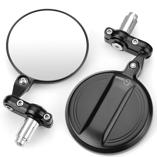 KEMIMOTO CNC Espejos Moto, E24 Retrovisores Moto Homologados de giratorio 360°, Espejos Retrovisores Universales para Motos, Scooters, ATV, MT07, Z750, CB125R