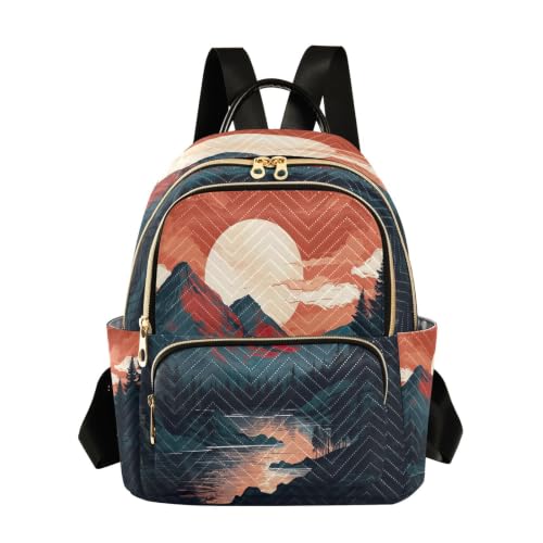 Sac à dos femme matelassé tendance Sunset Mountain mini taille 36cm