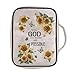 Drydeepin Sunflower Butterfly Print Bible Case Lightweight Bible Covers with Pocket Portable Bible Carrying Case for Women Men, with God All Things are Possible, Bible Study Supplies