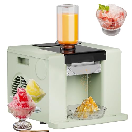 Máquina para Hacer granizados de Hielo, trituradora Comercial de Copos de Nieve y Crema, Cono de Afeitar eléctrico de 60 kg/día, refrigeración por Aire para postres, Color Verde.
