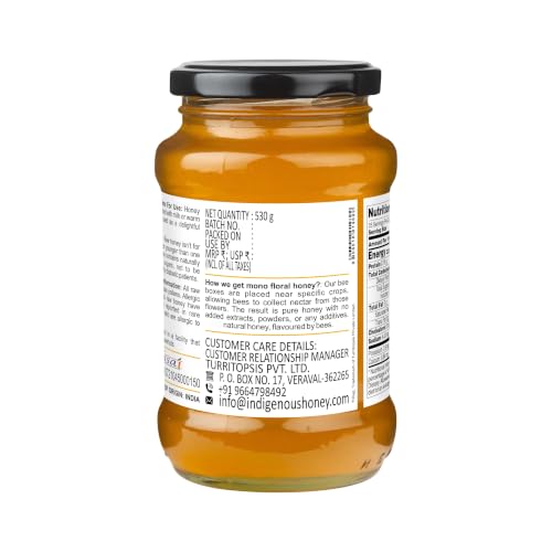 Image of INDIGENOUS HONEY Organic Juliflora Babool Kikar Honey 17.64 oz Glass Jar