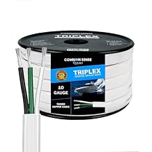 10 Gauge 3 Conductor Marine Wire - 2x50 ft Triplex Flat Marine Grade Wire Tinned Copper Oxygen-Free Insulated - 10/3 AWG UL 1426 Standard PVC Wire for Boat, Automotive, Speakers, Camper & Trailers