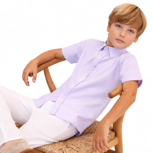 Image of Lilax Boys Classic Short Sleeve Button Down Casual Solid Dress Shirt