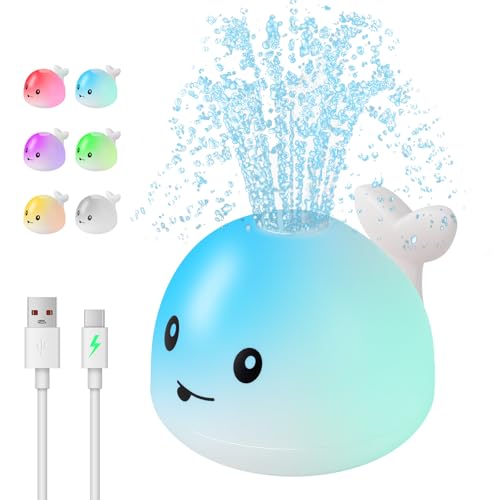 Funsland Baby Bath Toys for Kids - Rechargeable Light Up Bath Toy Sensory Bath Toys for 12+ Months Toddlers Kids Boys Girls Gifts Age 1-3 Year Old Pool/Bathtub Whale