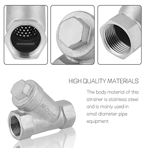 Image of Y Type Strainer Pump Filter,Y Filter Strainer 3 /4 inch DN20 PT Thread Stainless Steel Y Type Strainer Pump Filter for Water Oil Gas