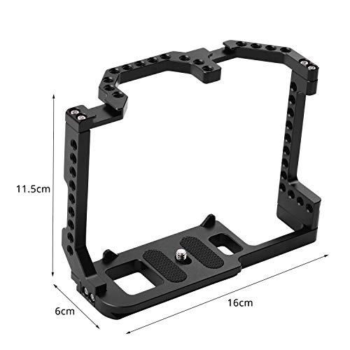 Image of Camera Cage for Compatible for Canon EOS 90D /80D /70D DSLR Camera Photography DSLR Camera Full Cage with Dual Cold Shoe Mount 1 /4 inch Screw Hole Standard 38mm Bottom Plate