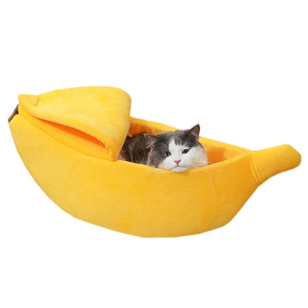 SMDARROY Banana Cat Bed, Cosy Cat Cave House & Soft Pet Hideaway, Warm Cat Beds for Indoor Cats Kittens & Small Dogs - Image 2