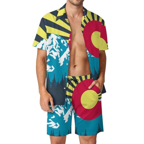 Camisa de botones Colorado Sunrise y pantalones cortos de moda urbana para hombre en pack