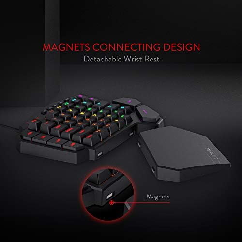 Redragon K585 DITI One-Handed RGB Mechanical Gaming Keyboard, Blue Switches, Type-C Professional Gaming Keypad with 7 Onboard Macro Keys, Detachable Wrist Rest, 42 Keys