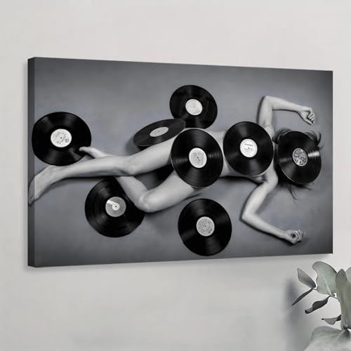 Peinture art mural rétro noir et blanc toile haut de gamme