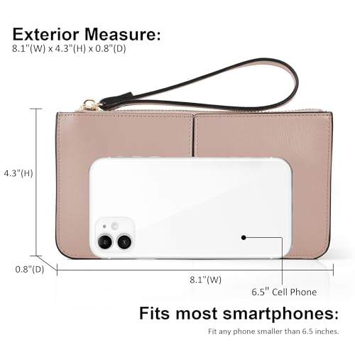 befen Genuine Leather Wristlet Clutch for Women Ultra-Slim Ladies Credit Card Holder Wallet Purses with RFID Protection3