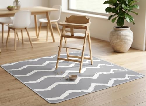 Image of Splat Mat for Under High Chair, Waterproof Washable High Chair Floor Mat | 51 inchx51 inch Reusable Splash Mat, Non-slip Backing, Wipeable Floor Protector and Food Mat for Baby Meals, BLW, Crafts, Play