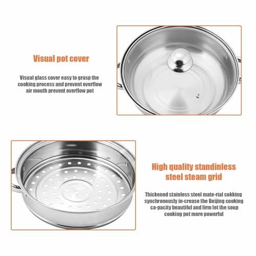 3 Tier Steamer with Glass Lid - Stainless Steel Cooking Pot Kitchen Food Steamer for Vegetables and Rice - Professional Kitchen Cookware - Image 6