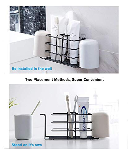 Image of Toothbrush Holder Stainless Steel Toothpaste Holder Wall Mounted for Bathroom Storage, Kitchen Storage Shelf Rack Organizer