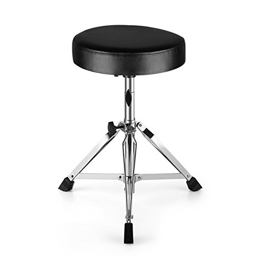 Flexzion Drum Throne - Drum Stool Padded Seat Height Adjustable Round Top Drum
