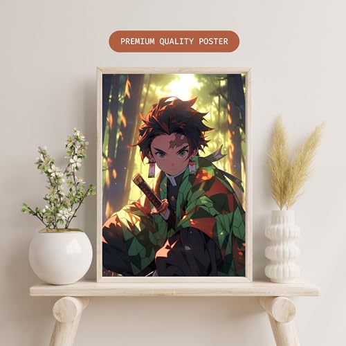 Image of Tanjiro Kamado Poster | Demon Slayer Anime - kimetsu no yaiba | Laminated | For Wall, Office and Home Decor | A3 and A4 Sizes (A4 Medium, 10)