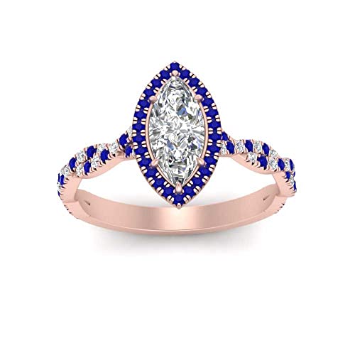 Anillo de Compromiso de Halo Marquesa en Oro Rosa que Estiliza la Mano 2