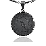 Fusamk Fashion Stainless Steel Prayer of Hand Medallion Pendant Lord's Prayer Necklace