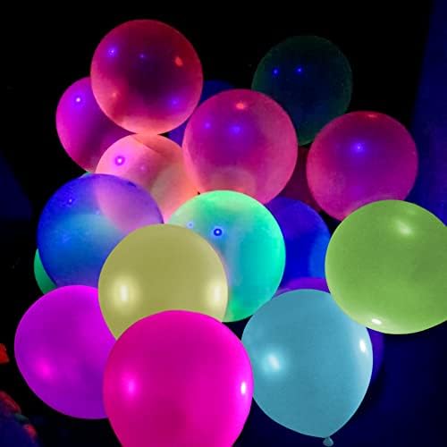 36 Pieces Neon Balloons Glow in The Dark Paint Blacklight Neon Party Decorations, Latex Balloon Solid Color Balloons for Birthday Wedding Arch Themed Party Supplies