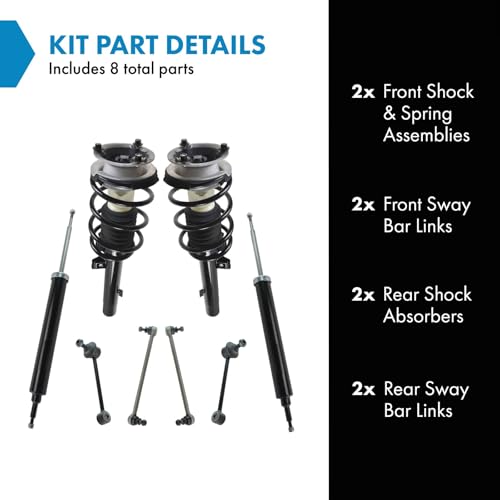 Image of TRQ Front and Rear Suspension Kit Complete Strut & Coil Spring Assembly Shock Absorber Sway Bar Stabilizer Link Compatible with 06-13 BMW