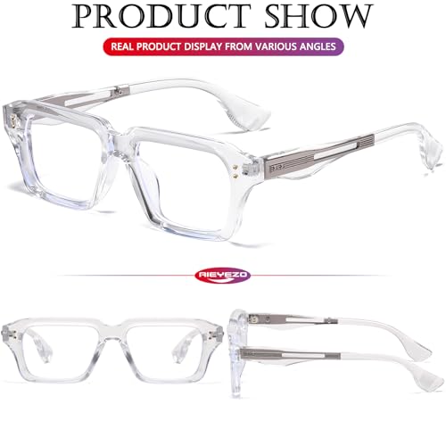 Image of AIEYEZO Fashion Square Blue Light Glasses for Men Women Retro Thick Frame Blue Light Blocking Computer Glasses