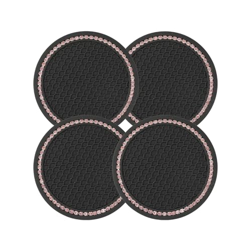 4 Posavasos para Auto 2.75 Pulgadas Rosa con Diamantes miniatura 1