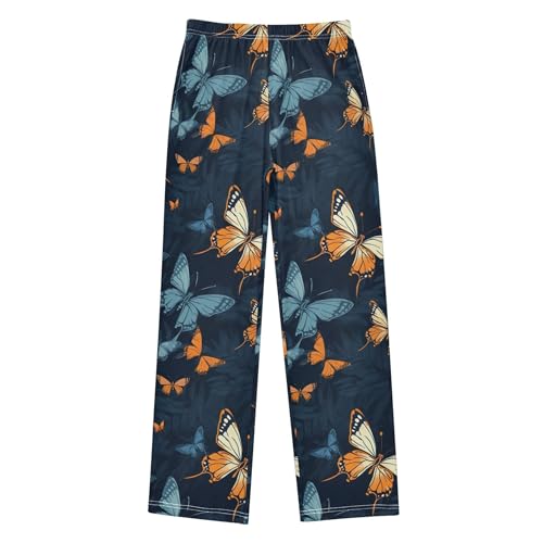 Butterfly Long Pajama Pants Elastic Waist PJ Bottoms with Pockets S A1104002