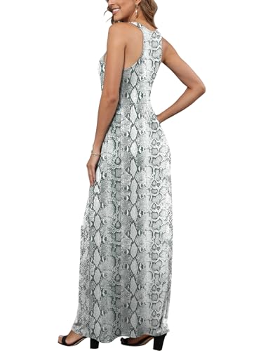 Image of EUOVMY Women's Sleeveless Dress Casual Plain Loose Summer Long Maxi Dresses with Pockets