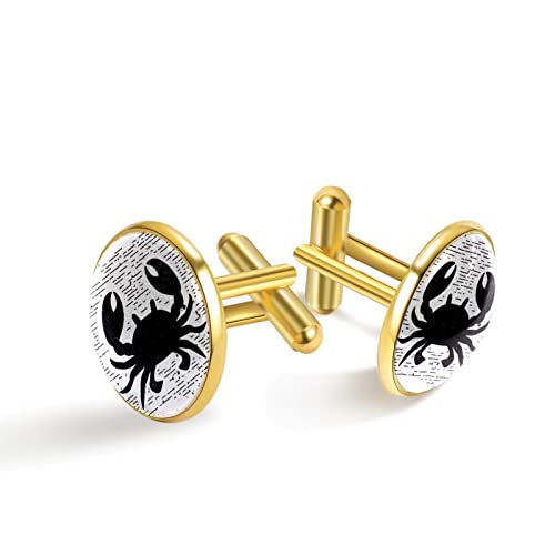 Boutons de manchette dorés personnalisés pour chemise de smoking crabe, 20mm*20mm, Acier inoxydable, Quartz synthétique