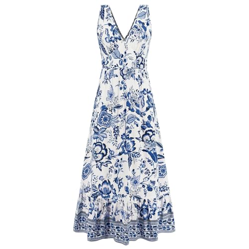 Robe longue fleurie col V silhouette élancée et confort