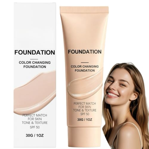 Image of Colour Changing Foundation SPF 50,PH Adaptive&Colour Adapting Foundation for Mature Skin,Intelligent Color Correcting Foundation,Moisturizing&Long-Lasting with Natural Coverage,No Caking&Uneven