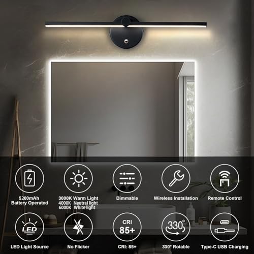 Lámpara de pared eléctrica para iluminar esquinas oscuras con aplique de pared táctil 40cm 3