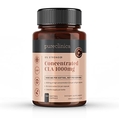 Pureclinica Concentrated CLA 1000mg x 180 Softgels - 84% Rich Conjugated Linoleic Acid - Up to 6 Months Supply - Image 5