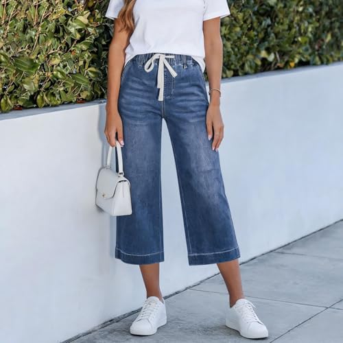 Pantalon capris large confortable pour silhouettes stretch et look droit soigné