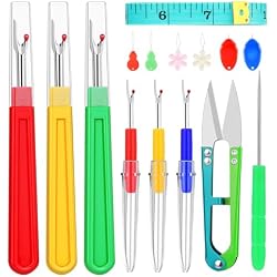 ZMAAGG Seam Rippers for Sewing, Stitch Remover Tool, Needle Threaders, Tape Measure, Tailors Awl, Thread Snips (15PCS)