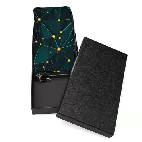 Colorful Geometric Shapes Angles Pattern Leather Wallet Fashion Bifold Purse Long Pouch with Wrist Strap for Men Women3