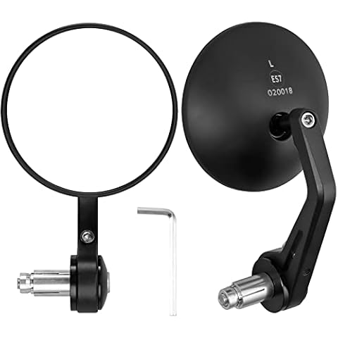 EYPINS Universal 7/8" 22mm Motorcycle Mirrors, 360 Degrees Rotation Motorcycle Bar End Rearview Side Mirrors, High Definition, Blast-resistant, 4 Inch Round End Side Mirror (2 Pack) Cover