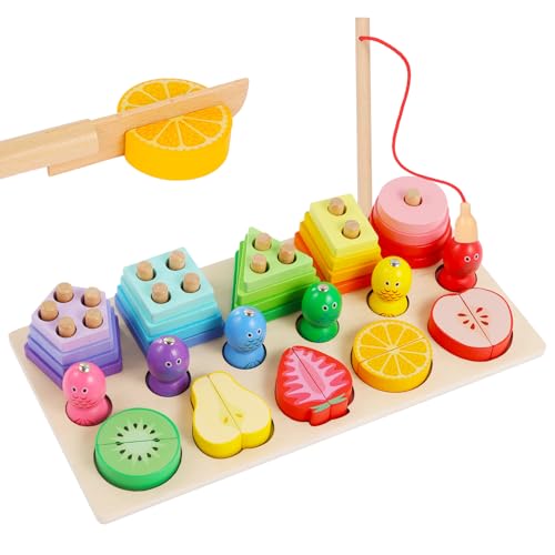 3-in-1 Wooden Sorting, Stacking & Matching Blocks | Montessori Le...