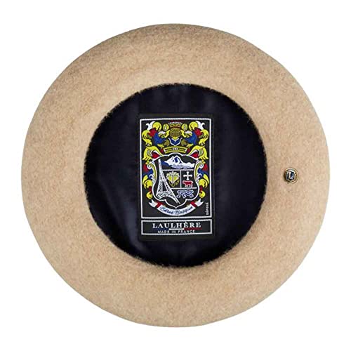 Laulhere The Iraty Cashmere/Wool Satin Lined Beret With Round Box (Sable Beige) #TOP1