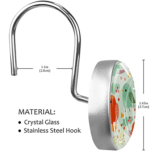 Crochets pour rideau de douche salle de bain acier inoxydable oiseaux colorés lot de 12 - 4