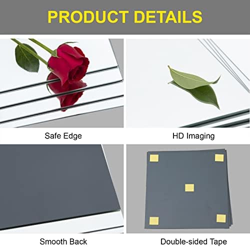 Ruomeng Home Gym Mirror Tiles - 10" x 10" x 12 Pieces Full Length Mirror Tile Glass Frameless Wall Mirror for Home Gym, Bedroom, Door & Bathroom