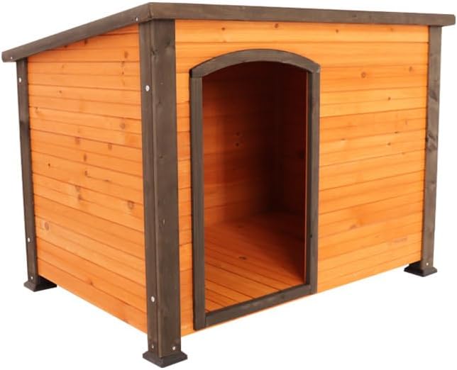 Amazon | 木製ドッグハウス 犬小屋 犬舎 屋外用 開閉式屋根 犬小屋 YH