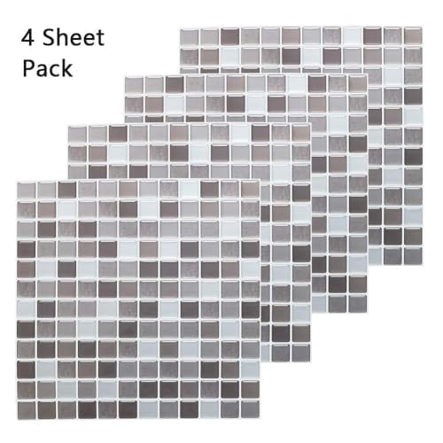 Yoillione Peel and Stick 3D Mosaic Tile Stickers - Waterproof Wall Stickers for Kitchen Bathroom & More, Brown, 20cm X 30cm - Image 2
