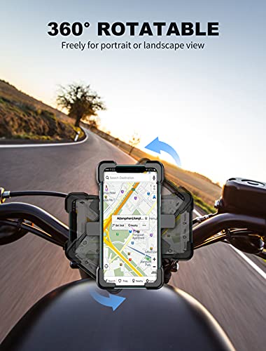 Bcway Bike Phone Mount, Detachable 360° Rotation Phone Holder, Stainless Steel Anti Shake Motorcycle Phone Holder, Compatible With Iphone 12 Pro Max/11 Pro Max, Samsung S20, Most 4.5'' To 7.2'' Phones #TOP2
