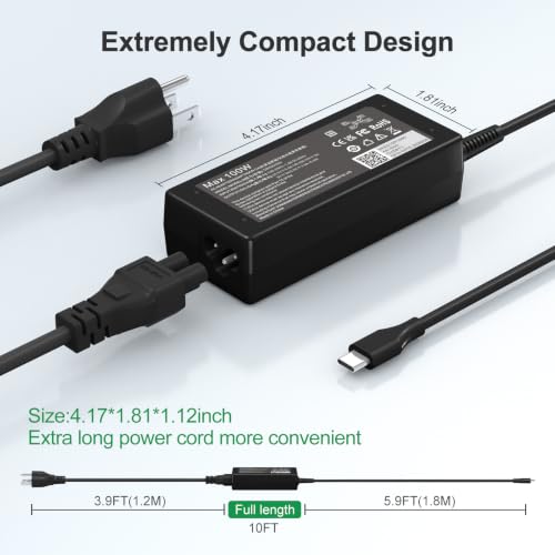 Image of Dzytnsy 100W USB C Laptop Charger Compatible with HP,Lenovo,Dell,Chromebook,ThinkPad,Mac Book Pro /Air 16,15,14,13 Inch,Acer,Asus and All Type C Adapter Charger