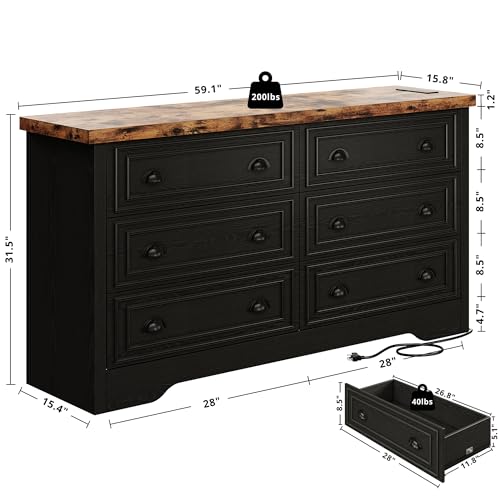 image for LIKIMIO Farmhouse Bedroom Set, Power Strip, 4 Pieces Bedroom Furniture