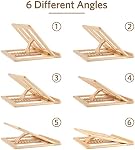 New Zealand Pine Wood Laptop Stand with Phone Holder, Foldable Adjustable Computer Riser for Desk, 6-Angle Ergonomic Design with Ventilation Slots, Fits 10-15.6 Inch Laptops, MacBook, iPad, Tablets