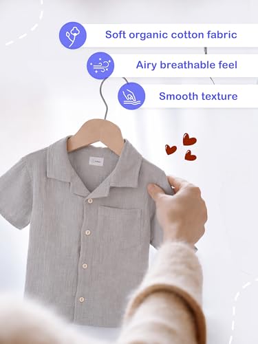 Image of Kidbea Organic Cotton Shirt & Pant Co-ord Set for Kids | Elegant & Comfortable Summer Wear | Stylish Half Sleeve Shirt with Bow & Comfy Shorts